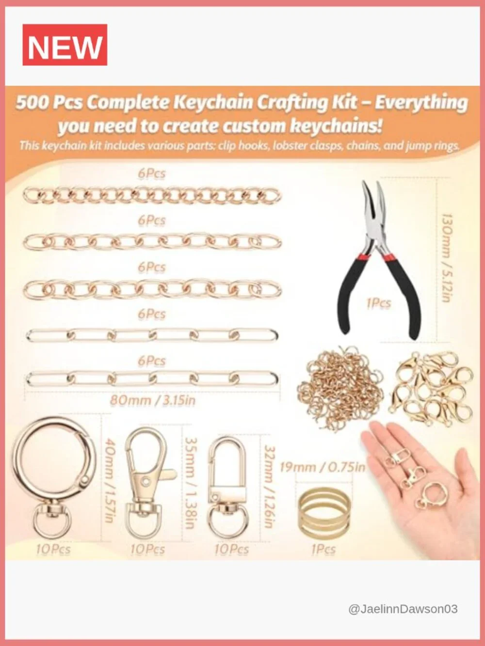 500 Pc Jewelry Making Kit for Custom Keychains DIY Charms Supplies